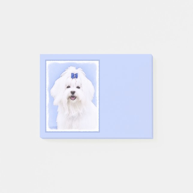 Maltesisk målning - Cute Original Hund Art Post-it Block (Framsida)