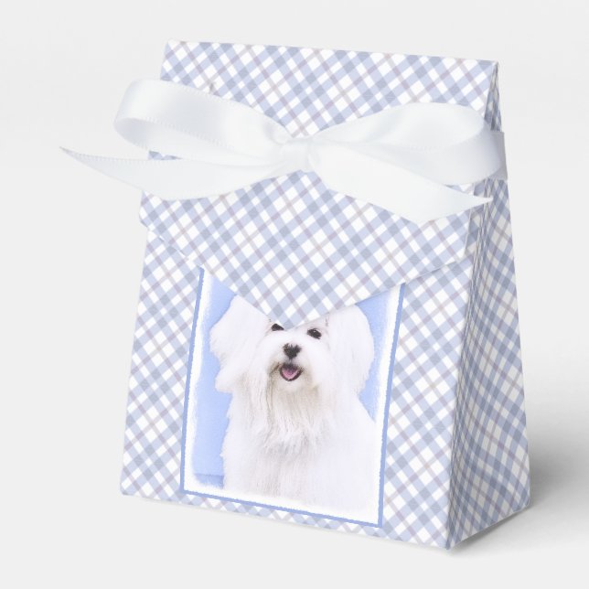 Maltesisk målning - Cute Original Hund Art Presentaskar (Framsidan Sidan)