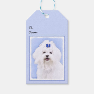 Maltesisk målning - Cute Original Hund Art Presentetikett