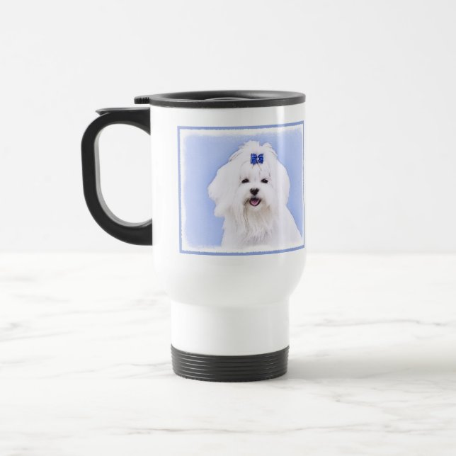 Maltesisk målning - Cute Original Hund Art Resemugg (Vänster)