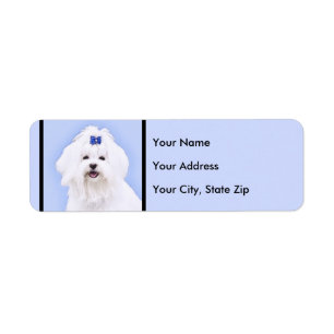 Maltesisk målning - Cute Original Hund Art Returadress Etikett