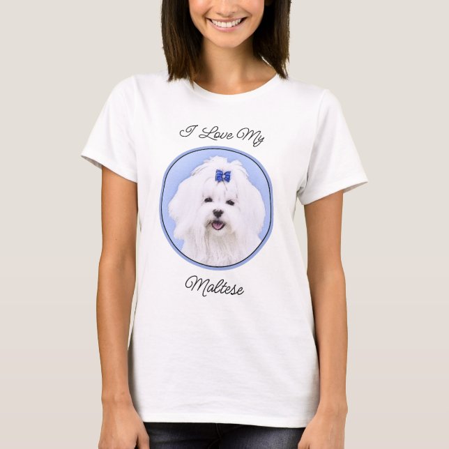 Maltesisk målning - Cute Original Hund Art T Shirt (Framsida)