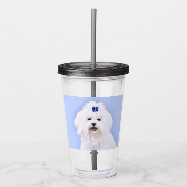 Maltesisk målning - Cute Original Hund Art Take Away Mugg (Framsida)