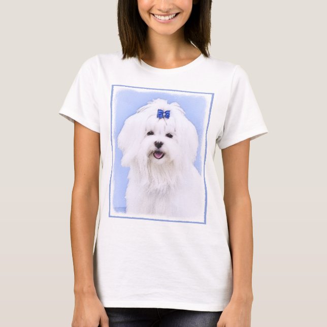 Maltesisk målning - Cute Original Hund Art Tee (Framsida)