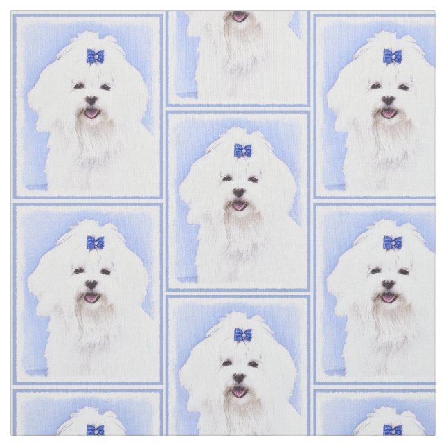 Maltesisk målning - Cute Original Hund Art Tyg (Provkarta)