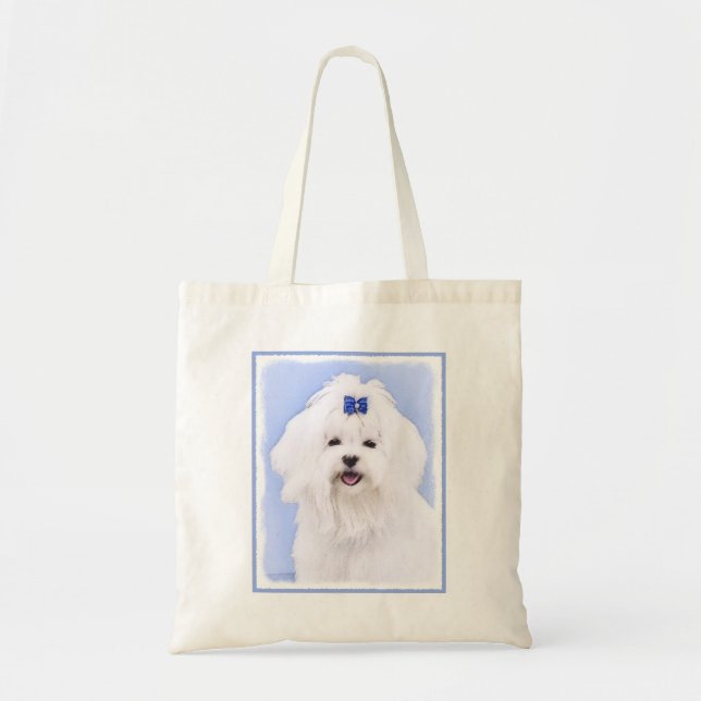 Maltesisk målning - Cute Original Hund Art Tygkasse (Framsidan)