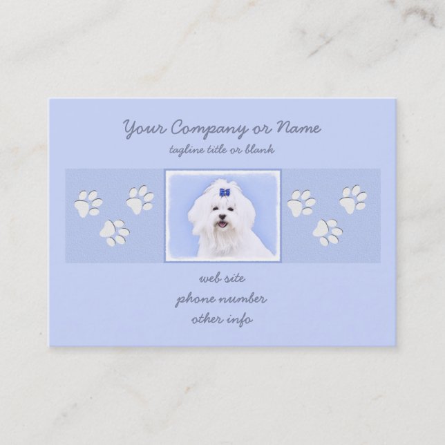 Maltesisk målning - Cute Original Hund Art Visitkort (Framsida)
