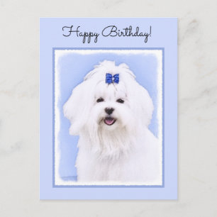 Maltesisk målning - Cute Original Hund Art Vykort
