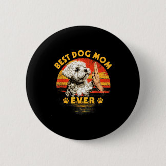 Maltesisk mamma retro solnedgång rolig hund mors d knapp
