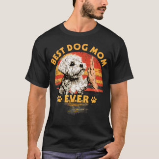Maltesisk Mamma Retro Solnedgång Rolig Hund Mors D T Shirt
