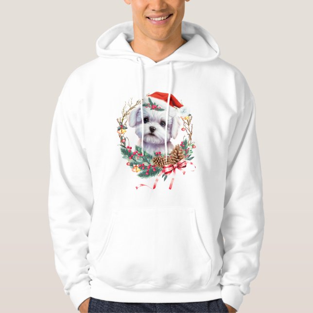 Maltesisk marijuant jul, Julafton Maltesisk Hund Hoodie (Framsida)