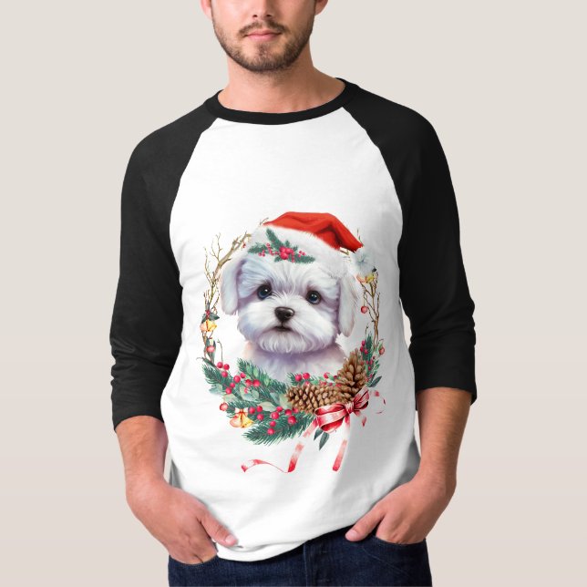 Maltesisk marijuant jul, Julafton Maltesisk Hund T Shirt (Framsida)