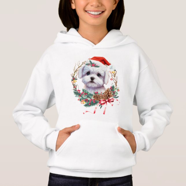 Maltesisk marijuant jul, Julafton Maltesisk Hund T Shirt (Framsida)