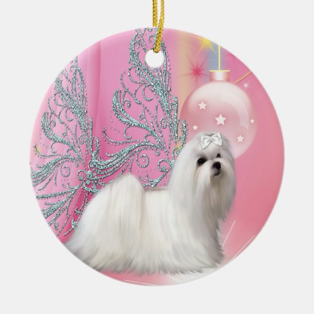Maltesisk marijuant Rosa jul Ornament (Framsidan)