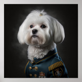 Maltesisk marionett Hund Finare militäriska Porträ Poster