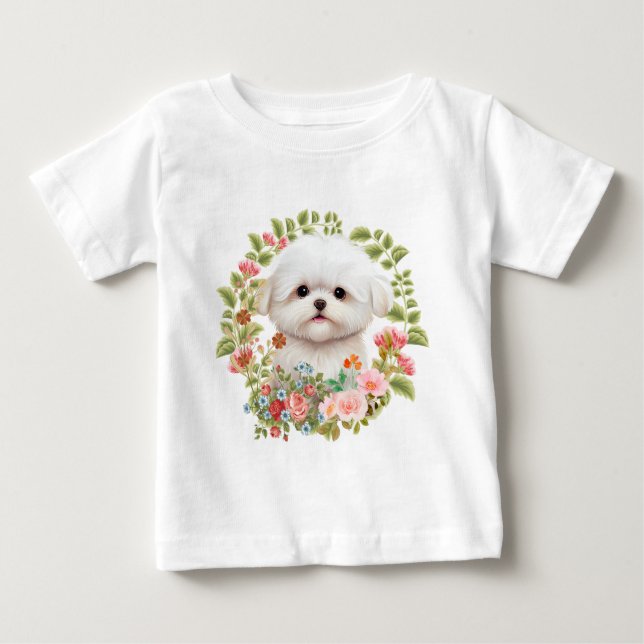 Maltesisk marionett i Bloom, Maltesiska Hund älska T Shirt (Framsida)