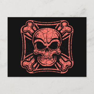 Maltesisk skull och korsben - röd vykort
