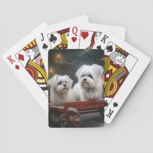 Maltesisk snöig släde juldekoration casinokort