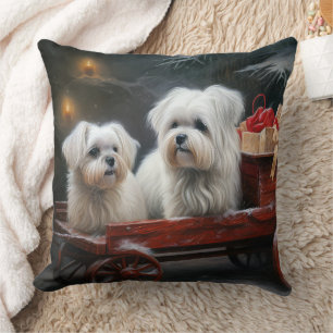 Maltesisk Snowy Sleigh-juldekan Kudde