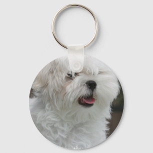 Maltesisk valp Keychain för vit Nyckelring