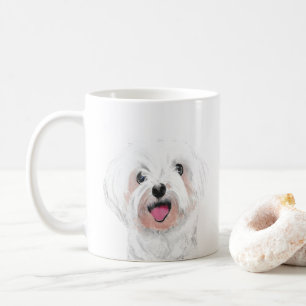 Maltesisk vit hund söt Mugg