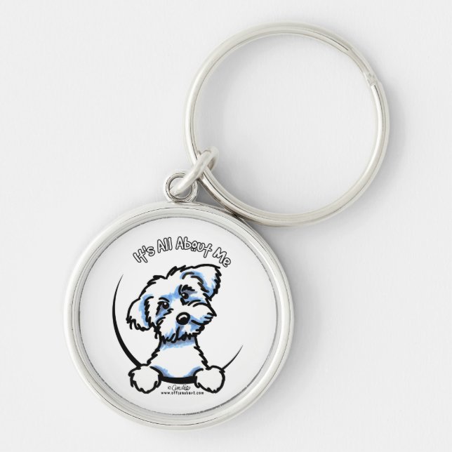 Maltesiska allt om mig rund silverfärgad nyckelring (Framsidan)
