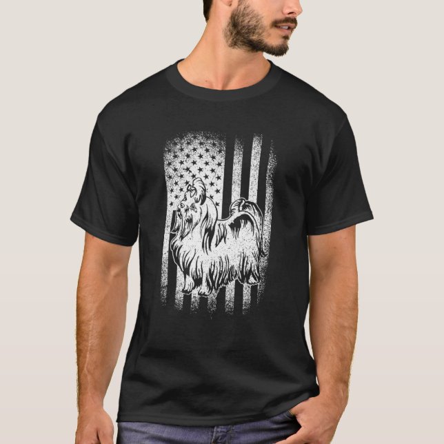 Maltesiska amerikanska Flagga Hund Pappa Hund Mamm T Shirt (Framsida)