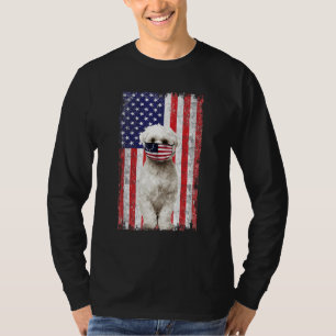 Maltesiska amerikanska Flagga Hund Wears Ansikte M T Shirt