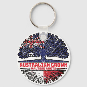 Maltesiska australiska Australien Träd Roots Flagg Nyckelring