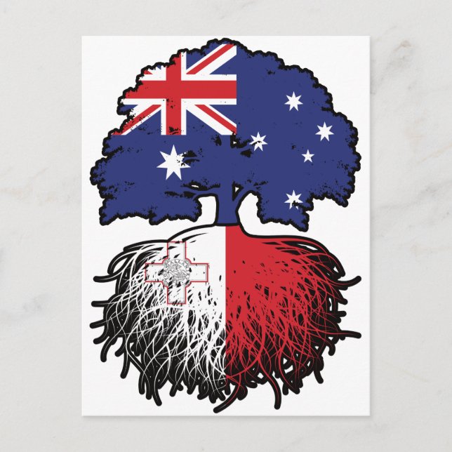 Maltesiska australiska Australien Träd Roots Flagg Vykort (Framsida)