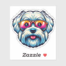 Maltesiska Bow Tie Vinyl Sticker