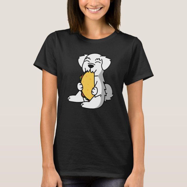 Maltesiska Eating A Taco Hund T Shirt (Framsida)