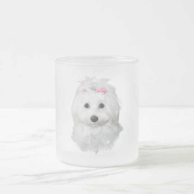 Maltesiska Elegance Fluffy Beauty Frostad Glasmugg (Center)