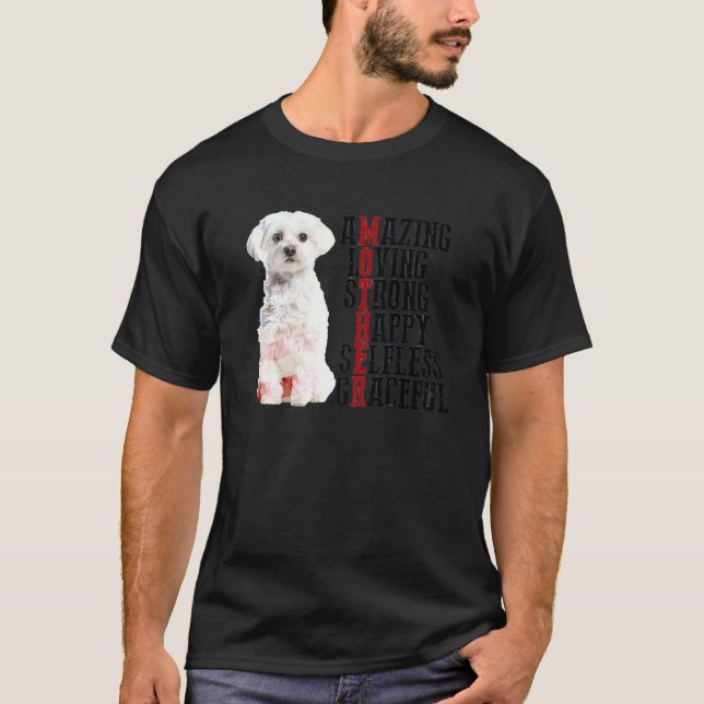 Maltesiska Fantastisk Loving Strong Lycklig Selfle T Shirt (Framsida)