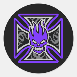 Maltesiska Flaming Skull Stickers Runt Klistermärke