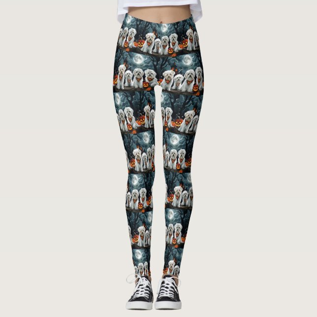 Maltesiska Halloween Spooky Leggings (Framsida)