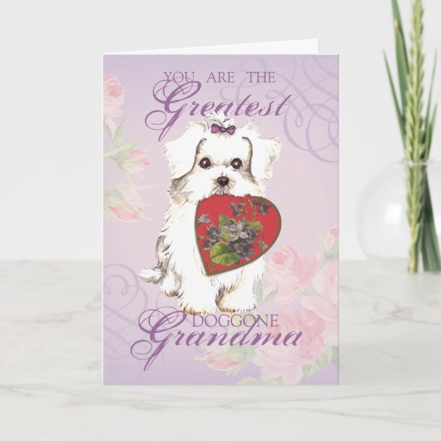 Maltesiska Heart Grandma Kort (Framsida)