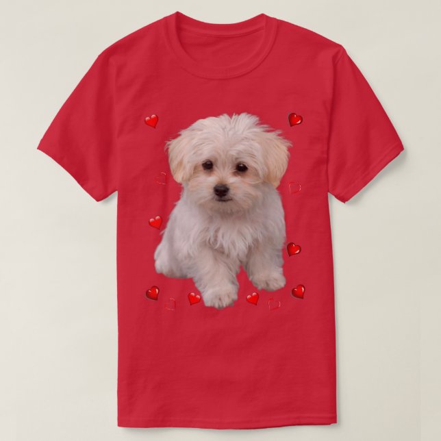 Maltesiska Hund älskare-dockägare Heart Design  T Shirt (Design framsida)
