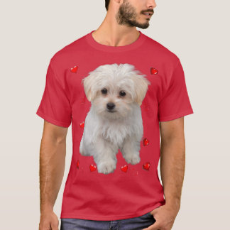 Maltesiska Hund älskare-dockägare Heart Design  T Shirt