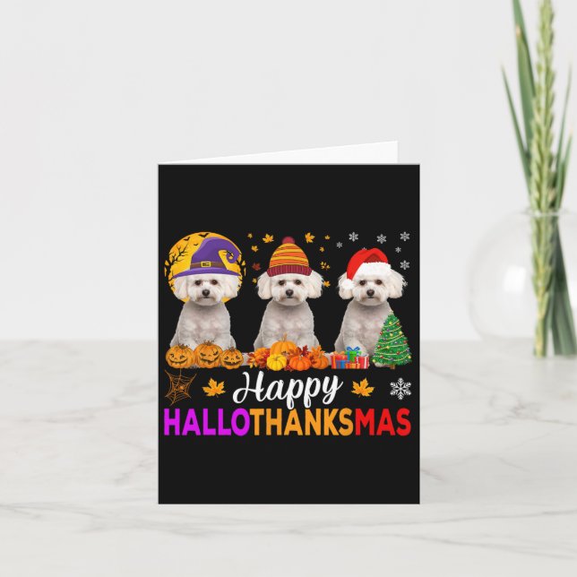 Maltesiska Hund Halloween jul Hallothanksmas 1 Kort (Framsida)