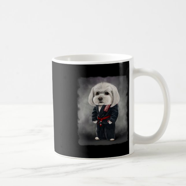 Maltesiska Hund Judo Karate Master in Black Judogi Kaffemugg (Höger)