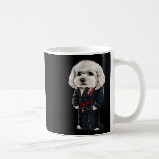 Maltesiska Hund Judo Karate Master in Black Judogi Kaffemugg (Höger)