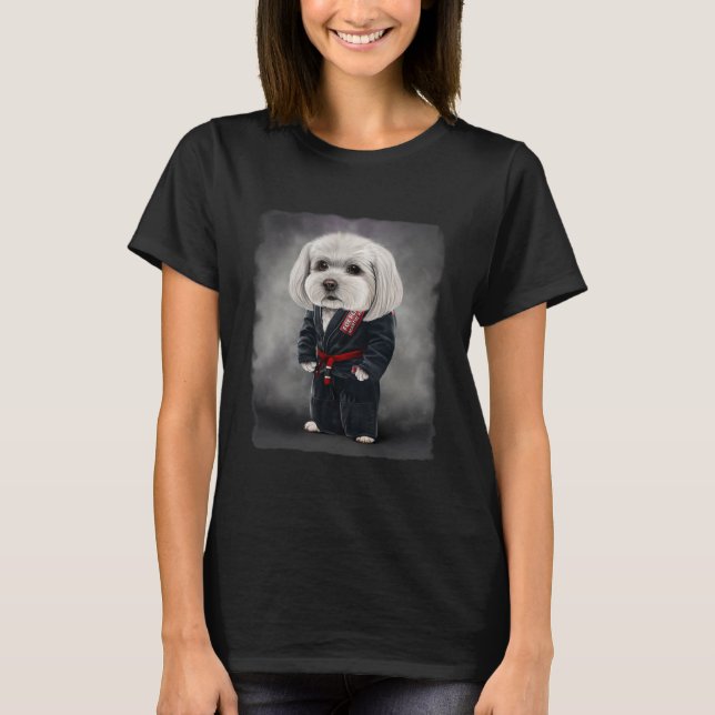 Maltesiska Hund Judo Karate Master in Black Judogi T Shirt (Framsida)