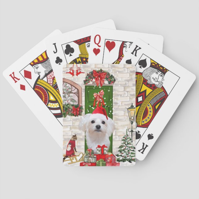 Maltesiska Hund jul Casinokort (Baksidan)