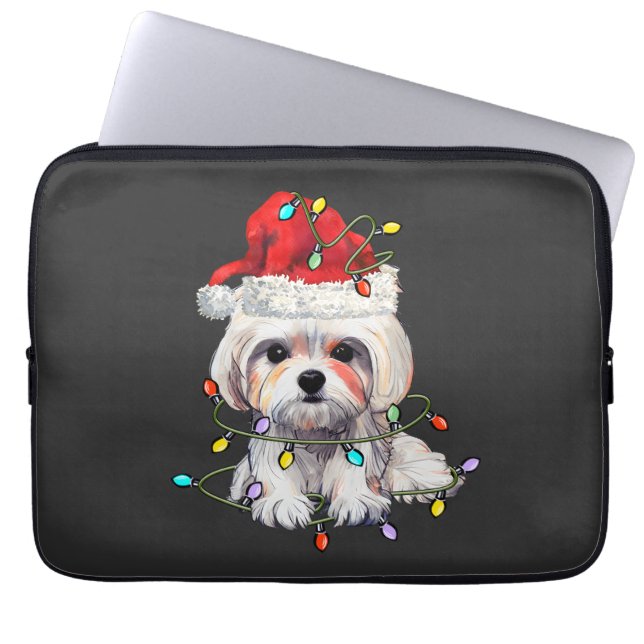 Maltesiska Hund Jul, Julafton Maltesiska Hund Laptop Fodral (Framsidan)