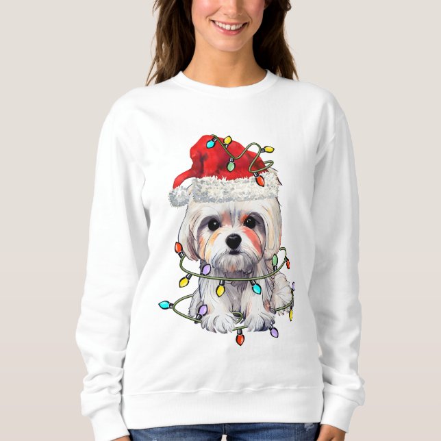 Maltesiska Hund Jul, Julafton Maltesiska Hund T Shirt (Framsida)