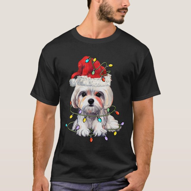 Maltesiska Hund Jul, Julafton Maltesiska Hund T Shirt (Framsida)