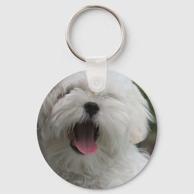 Maltesiska Hund Keychain Nyckelring (Framsida)