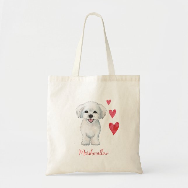 Maltesiska Hund Leksak Breed Tygkasse (Framsidan)