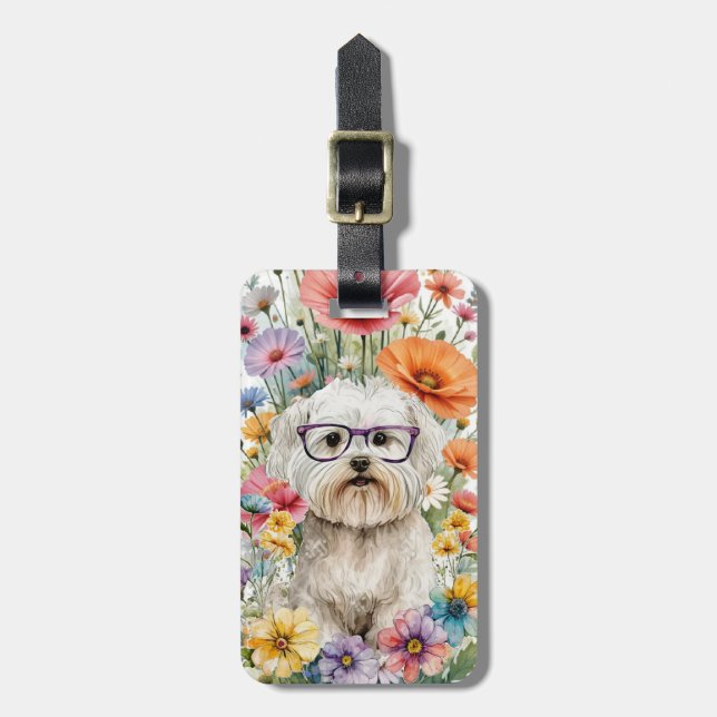 Maltesiska Hund Luggage Tags Bagagebricka (Vertikal Framsida)